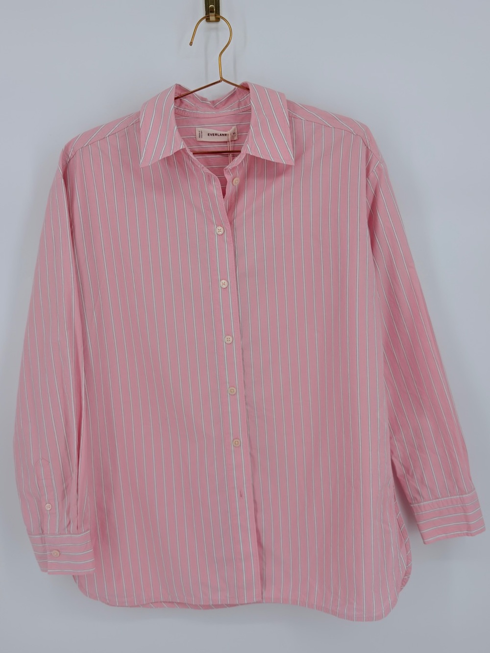 Everlane Oversized Pink Striped Organic Cotton Button Down Shirt XS NWT